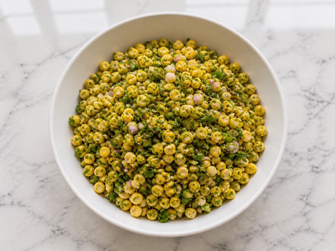 Street Corn State of Mind, photographed on white marble in the A More Perfect Supper kitchen