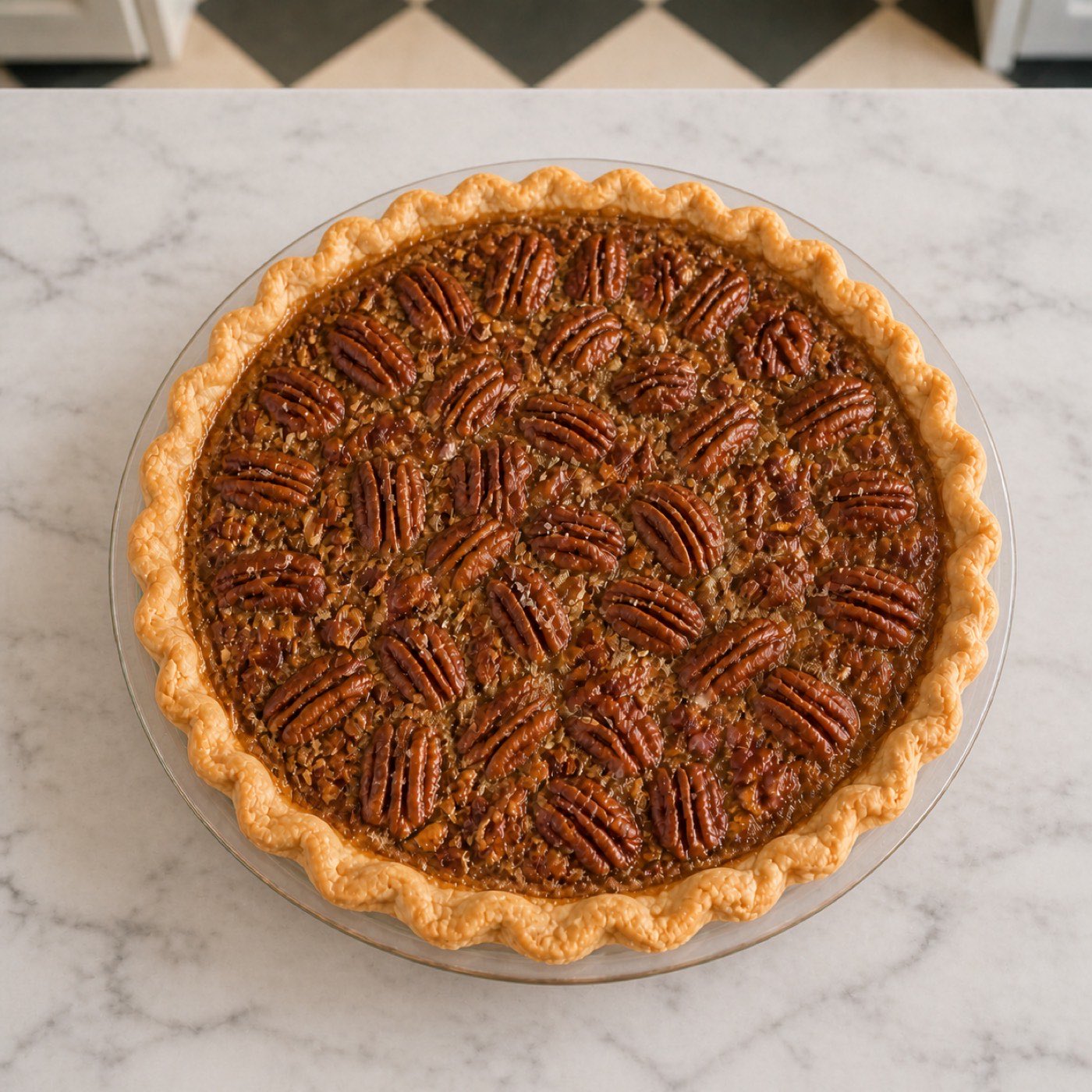 Bourbon Pecan Standard, photographed on white marble in the A More Perfect Supper kitchen